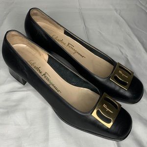 Salvatore Ferragamo Black Leather Heels